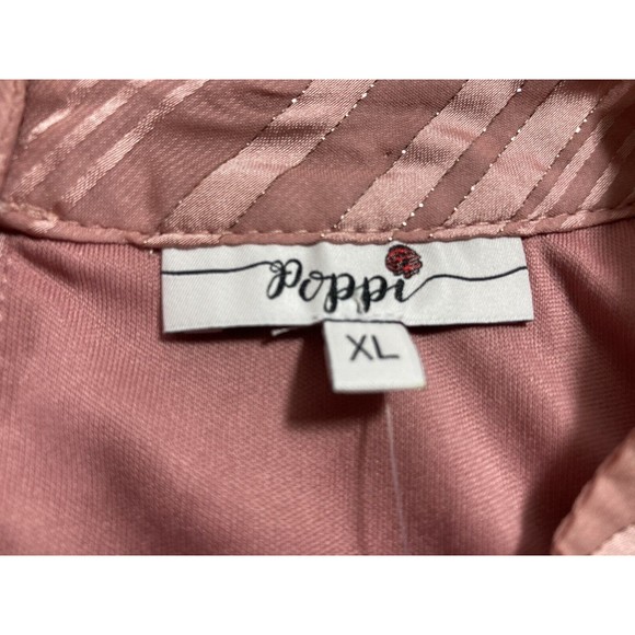 Poppi Womens X-Large Mauve Blouse Sheer/Lined Short Balloon Sleeve NWT - Picture 7 of 8
